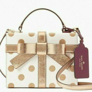 NWT Kate Spade Wrapping Party Gift Box Crossbody Purse & small zip cardcase